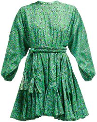RHODE Ella Floral-print Cotton Mini Dress - Green