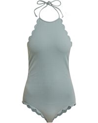 Marysia Swim Mott Scallop-edged Halterneck Swimsuit - Blue