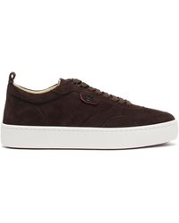 grey suede louboutin trainers