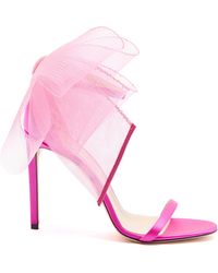 Jimmy Choo Aveline 100 Oversized Bow Satin Sandals - Pink