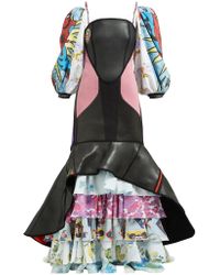 Marine Serre Scuba Suit & Bedsheet Ruffled Gown - Multicolour