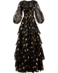 Dolce & Gabbana Polka Dot-print Tiered Silk-organza Gown - Black