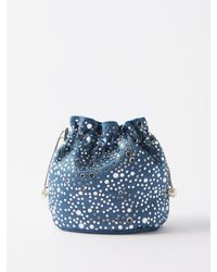 Rosantica - Selene Crystal-embellished Satin Bucket Bag - Lyst