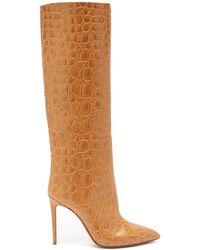 Paris Texas Crocodile-effect Leather Knee-high Boots - Brown