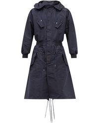 Alexander McQueen Twill Hooded Trench Coat - Blue