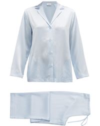 La Perla Silk Satin Pajamas - Blue