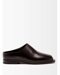 Lemaire Peep-toe Leather Mules - Brown