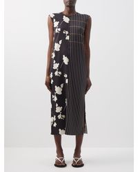 Another Tomorrow - Pinstripe Floral Cady Midi Dress - Lyst