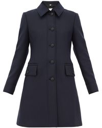Burberry Angus Single-breasted Wool-blend Coat - Blue