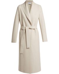 Harris Wharf London Manteau en laine plissée ouvert sur le devant - Blanc