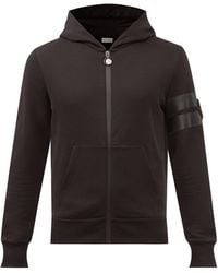 Moncler Logo-patch Zipped Cotton-jersey Hooded Sweatshirt - Black