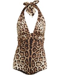 Dolce & Gabbana Reversible Leopard-print Swimsuit - Brown