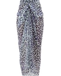 Marios Schwab Leopard-print Cotton-voile Sarong - Blue