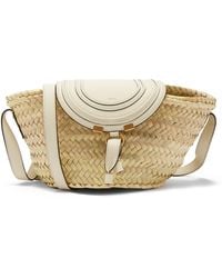 Chloé Marcie Leather-trim Raffia Basket Bag - Multicolour