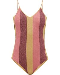 Oséree Maillot de bain métallisé rayé Lumière - Multicolore