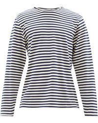 Nudie Jeans Charles Striped Cotton-jersey Long-sleeved T-shirt - Blue