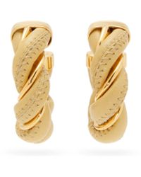 Bottega Veneta Twisted Leather & 18kt Gold-plated Hoop Earrings - Natural