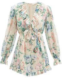 Zimmermann Verity Floral Print Cotton Blend Organdy Playsuit - Multicolor