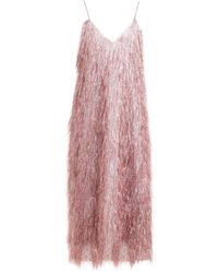 Raey V-neck Tinsel Midi Slip Dress - Pink