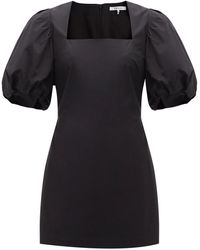 FRAME Nina Puffed-sleeve Cotton-poplin Mini Dress - Black