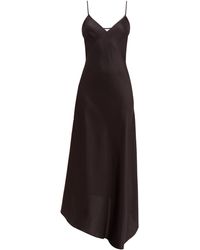 Raey Robe en satin de soie à ourlet oblong - Noir