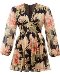 Zimmermann Espionage Floral-print Silk-chiffon Playsuit - Multicolor