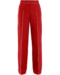 Valentino High-rise Straight-leg Cotton-blend Trousers - Red