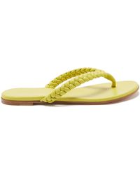 Gianvito Rossi Tropea Braided-strap Leather Flip Flops - Yellow