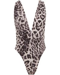 Norma Kamali Maillot de bain dos croisé imprimé léopard Marissa - Gris