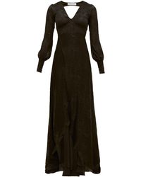 Adriana Iglesias Robe de soirée en mousseline dévorée Bellagio - Noir