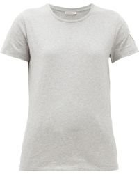 Moncler T-shirt en coton à appliqué logo - Gris
