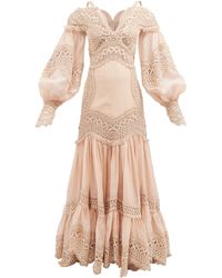 Zimmermann Postcard Macramé-lace Linen-blend Dress - Natural