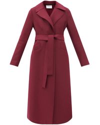 Harris Wharf London Manteau en laine à boutonnage simple et ceinture - Rouge