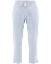 Marané Elasticated-waist Cropped Linen Pants - Blue