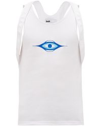 GmbH Eye-embroidered Cotton-blend Tank Top - White