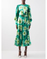 Andrew Gn - Floral-print Silk-satin Midi Dress - Lyst