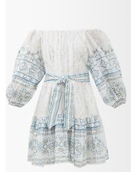 Juliet Dunn - Mosaic Off-the-shoulder Embroidered Cotton Dress - Lyst