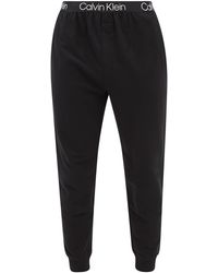 Calvin Klein Logo-jacquard Cotton-blend Jersey Pyjama Pants - Black