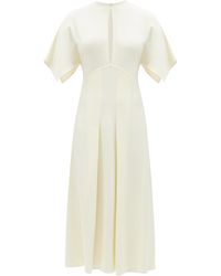 Victoria Beckham Keyhole-bodice Crepe Midi Dress - White