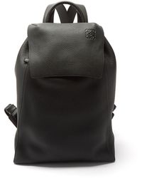 Loewe Logo-debossed Drawstring Leather Backpack - Black