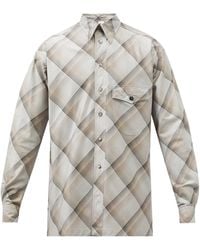 L.E.J Patch-pocket Check Cotton-blend Twill Shirt - Grey