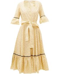 BATSHEVA Delsey Rickrack-trim Cotton Midi Dress - Yellow