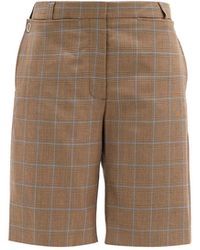 Burberry Mae Plaid Tailored Wool Shorts - Brown
