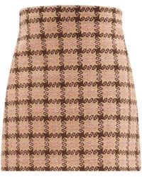 Gucci Checked Lamé Tweed Mini Skirt - Brown