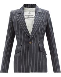 Vivienne Westwood Lou Lou Broken-pinstripe Wool Suit Jacket - Blue