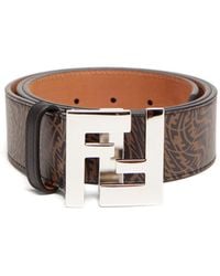 Fendi Vertigo Ff-print Leather Belt - Brown