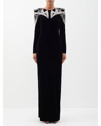 Balmain Crystal-embellished Velvet Gown - Black