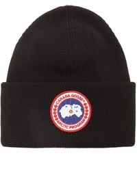 Canada Goose Logo-patch Merino Wool Beanie Hat - Black
