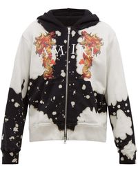 Amiri Logo-embroidered Printed Loopback Cotton-jersey Zip-up Hoodie - Black