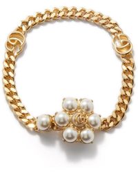 Gucci GG Faux-pearl Chain Bracelet - Metallic